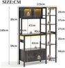 Merax 180cm Backregal, Küchenschrank mit Steckdose und LED-Lichtern, Barregal, Mikrowellenregal mit Aufbewahrungsfunktion, Weinglashalter, Schwarz Bild 4