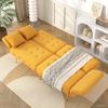 2-Sitzer Schlafsofa 215 x 81,5 x 41 cm mit Schlaffunktion, gelber Veloursbezug Bild 3