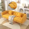 2-Sitzer Schlafsofa 215 x 81,5 x 41 cm mit Schlaffunktion, gelber Veloursbezug Bild 2