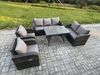 Fimous 7-Sitzer Hoher Rücken Polyrattan Sofa Set Gartenmöbel Esstisch Set mit Liegestühle 3-Sitzer Sofa Love Sofa Bild 2