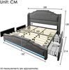 Merax Polsterbett 180×200, Doppelbett mit 4 Schubladen, LED-Beleuchtung und USB-C-Ladeanschluss, Stauraumbett und Jugendbett mit Lattenrost, Samt, Grau, ohne Matratze Bild 4