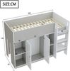 Hochbett 90×200 cm mit Leiter und Stauraum, Schrank & Regalen, Rausfallschutz, grau-weiß, ohne Matratze Bild 5