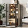 Flieks Vitrine Glasvitrine mit LED-Beleuchtung und 4 Fächern Hochschrank (1-St, B74/T36/H155 cm) Wohnzimmerschrank mit Schubladen und Glastüren Sammlervitrine Bild 1