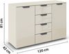 rauch Aditio Box, Kommode, 2-türig, 4 Schubladen, mit Glasfront, mit Softclose-Funktion, Farbe Beige, BxHxT 120x81x42cm Bild 4