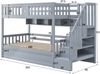Hochbett 90×200 cm mit Rausfallschutz, Stauraumtreppe und Hydraulik-Stauraum, Grau, ohne Matratze Bild 5