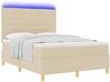 vidaXL LED Boxspringbett mit Matratze Creme 140 x 190 cm Stoff 3343024 Bild 3