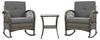 LVHOM Balkonset Outdoor-Loungeset, PE-Rattan Schaukelstuhl, (3-tlg. wetterfest, Gartenlounge-Set, Gartenbar-Set, Polstergarnitur, Schaukelsessel, 2 Sessel + Tisch, 160 kg Tragkraft, Hellbraun-Grau), Ergonomische Sitzschalen, Schnell trocknende Polster Bild 4