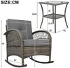 LVHOM Balkonset Outdoor-Loungeset, PE-Rattan Schaukelstuhl, (3-tlg. wetterfest, Gartenlounge-Set, Gartenbar-Set, Polstergarnitur, Schaukelsessel, 2 Sessel + Tisch, 160 kg Tragkraft, Hellbraun-Grau), Ergonomische Sitzschalen, Schnell trocknende Polster Bild 2