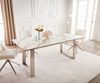 Esstisch Edge 200x100 Keramik Calacatta Luxe Weiß-Gold-Grau Edelstahl Schmal Bild 2