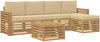 vidaXL Outdoor-Sofagarnitur 6 pcs Weiß und Beige 59 x 59 x 37 cm 3391723 Bild 2