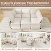 Merax XXL Modulares Sofa mit Schlaffunktion, frei kombinierbar als U- oder L-Form, mit beweglichem Hocker, doppelter Sitzpolsterung, modernem Kederdesign, Chenille Sofa, Beige Bild 5