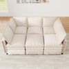 Merax XXL Modulares Sofa mit Schlaffunktion, frei kombinierbar als U- oder L-Form, mit beweglichem Hocker, doppelter Sitzpolsterung, modernem Kederdesign, Chenille Sofa, Beige Bild 2