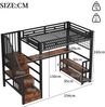 Merax Hochbett, 90 x 200 cm, Einzelbett, Kinderbett mit Lagerregal, Hängendes Gitter, LED-Lichtleiste, Schreibtisch, Treppenkonstruktionen mit Stauraum,mit 2 USB-Anschlüssen und 1 Typ-C-Buchse, schwarz Bild 4