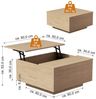 FABATO Couchtisch eckig, höhenverstellbar mit verstecktem Staufach, Landhaus-Design (1-St), mit einem sanften Hebe-Mechanismus, natur Bild 2