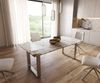 Esstisch Edge 200x100 Keramik Minas Melange Weiß-Beige Edelstahl Schmal Bild 1