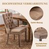 SeedWave Esszimmerstuhl 2er-Set Küchenstuhl Samtbezug, Holzfüße mit Verstellbaren Schrauben, Polsterstuhl mit Ringgriff, Niete und Knopf-Rückenlehne Bild 3