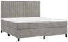 vidaXL Boxspringbett mit Matratze & LED Hellgrau 180x200 cm Samt 3136257 Bild 3
