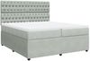 vidaXL Boxspringbett mit Matratze Hellgrau 200x200 cm Samt 3294736 Bild 3