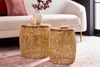 Extravagantes 2er Set Couchtisch RIXOS gold Metall Akazie Handarbeit Beistelltisch Bild 3