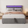 Gepolstertes Plattformbett 140x200 cm mit Stauraum, hydraulisch, LED-Umgebungslicht, USB + Typ-C, grau Bild 5