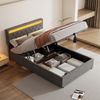Gepolstertes Plattformbett 140x200 cm mit Stauraum, hydraulisch, LED-Umgebungslicht, USB + Typ-C, grau Bild 4