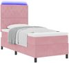 vidaXL LED Boxspringbett mit Matratze Rosa 90 x 190 cm Samt 3343219 Bild 3