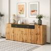 Merax Sideboard, Holz,Kommode in Eiche,Highboard,Anrichte,Breite: 208cm Bild 5