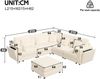 Merax Modulares 6‑Sitzer‑Sofa, L/U‑förmiges Eckdesign, USB‑ und Type‑C‑Anschlüsse, integrierte Becherhalter und Stauraum, Chenille‑Stoff, mit 7 Kissen, Beige Bild 4