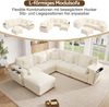 Merax Modulares 6‑Sitzer‑Sofa, L/U‑förmiges Eckdesign, USB‑ und Type‑C‑Anschlüsse, integrierte Becherhalter und Stauraum, Chenille‑Stoff, mit 7 Kissen, Beige Bild 5