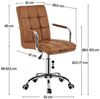 Yaheetech Bürostuhl ergonomischer Schreibtischstuhl Drehstuhl Drehocker Arbeitshocker mit abnehmbare Armlehnen Computerstuhl höhenverstellbar aus Kunstleder Retro-Brown Bild 4