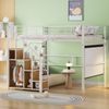 Hochbett 140x200 cm mit Stauraum und Treppe – Metallrahmen, weiß Bild 2