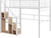 Hochbett 140x200 cm mit Stauraum und Treppe – Metallrahmen, weiß Bild 5