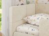 Jugendbett, Kinderbett mit Kopfteil ARVO ALTA 90x200 cm, Polsterbett mit Stauraum, hoher Schlafkomfort - Creme Stukture - Links - VIRE LUX Bild 5