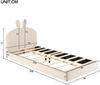 Merax Kaninchen Kopfteil Polsterbett, 90x200cm Kinderbett mit Holzlatten, Einzelbett, Samt, Beige Bild 4