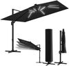 STEELSØN 'Lyrion' Sonnenschirm LED Solar 300x300 cm quadratisch, neigbar und 360-Grad drehbar, schwarz, Ampelschirm inkl. Abdeckung, UV50+ Bild 1