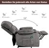 Merax Elektrisch verstellbarer Massagesessel, elektrisch verstellbarer Sesse, Stoff-Liegesofa mit 2 Getränkehaltern, Seitentaschen und Fernbedienung, grau Bild 2
