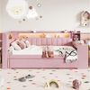 Flieks Daybett, Polsterbett 90x200cm mit Ausziehbett 90x190cm, USB, LED, Schreibtisch Bild 2