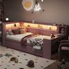 Flieks Daybett, Polsterbett 90x200cm mit Ausziehbett 90x190cm, USB, LED, Schreibtisch Bild 3