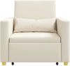 vidaXL Ausziehbare Schlafcouch Einzel Cremeweiß 90 x 165 x 87 cm Stoff 42002696 Bild 5