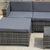 Polyrattan Lounge Gartensofa Set Hocker Tisch Sitzgruppe Grau Rattanmöbel Liege Bild 4