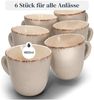 PURE LIVING INTERIOR DESIGN Geschirr-Set Pure Living Becher 6er 460ml »Rustic«, Steingut, Beige, 6 Personen, Steingut, Authentischer Landhausstil, Reaktive Glasur – jedes Stück ein Unikat,… Bild 3