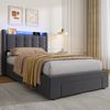 MODFU Polsterbett mit LED, USB und Bettkasten, Samtbezug, Grau, 90x200 cm Bild 2