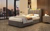 MODFU Polsterbett mit LED, USB und Bettkasten, Samtbezug, Grau, 90x200 cm Bild 3