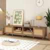 Merax TV-Konsolentisch, TV-Schrank mit echtem Rattandesign, TV-Schrank mit massiven Holzfüßen,Geflochtener Rattan-TV-Boards Bild 2
