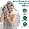 leevitex® Duschtücher 2er-Set, 70x140 cm, 100% Baumwolle, saugstark und fusselfrei, Frottee (Set, 2-St), OEKO-TEX® STANDARD 100 zertifiziert, gestreifte Bordüre Bild 2