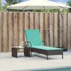 Sonnenliege, Gartenliege mit Rollen und Kissen Schwarz Poly Rattan Bild 3