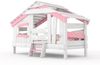 BIBEX ‘Apart Chalet‘ Hausbett mit Türchen, massive Kiefer, weiss/rosa, 90 x 200 cm Bild 3