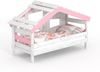 BIBEX ‘Apart Chalet‘ Hausbett mit Türchen, massive Kiefer, weiss/rosa, 90 x 200 cm Bild 4