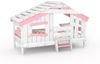 BIBEX ‘Apart Chalet‘ Hausbett mit Türchen, massive Kiefer, weiss/rosa, 90 x 200 cm Bild 2