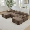 Ecksofa Braun aus Samt, modulares Wellen-Design mit tiefer Sitzfläche und rahmenlosem Komfort,70x288x167 cm Bild 2